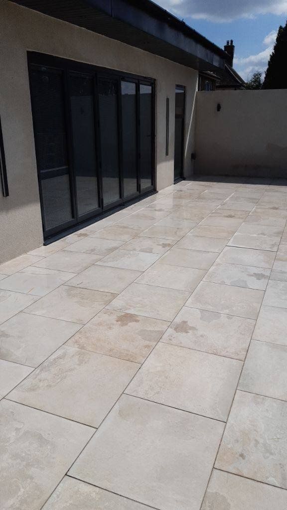 Stone patio cleaned by HR Detail, Solihull